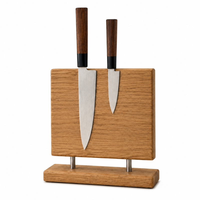 Handmade Magnetic Oak Knife Block